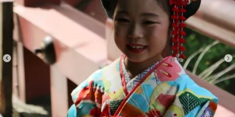 Close up of little Japanese girl in Nikko
