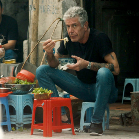 Anthony Bourdain eating