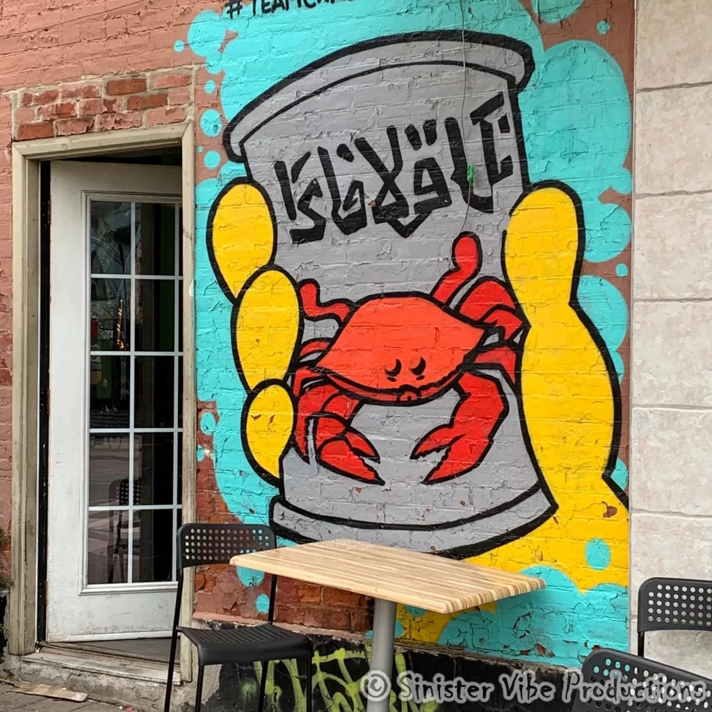 Crab can street graffiti