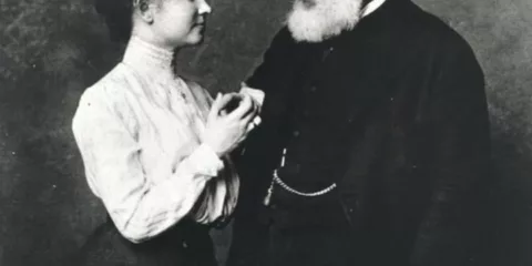 Photo of Alexander Graham Bell and Helen Keller