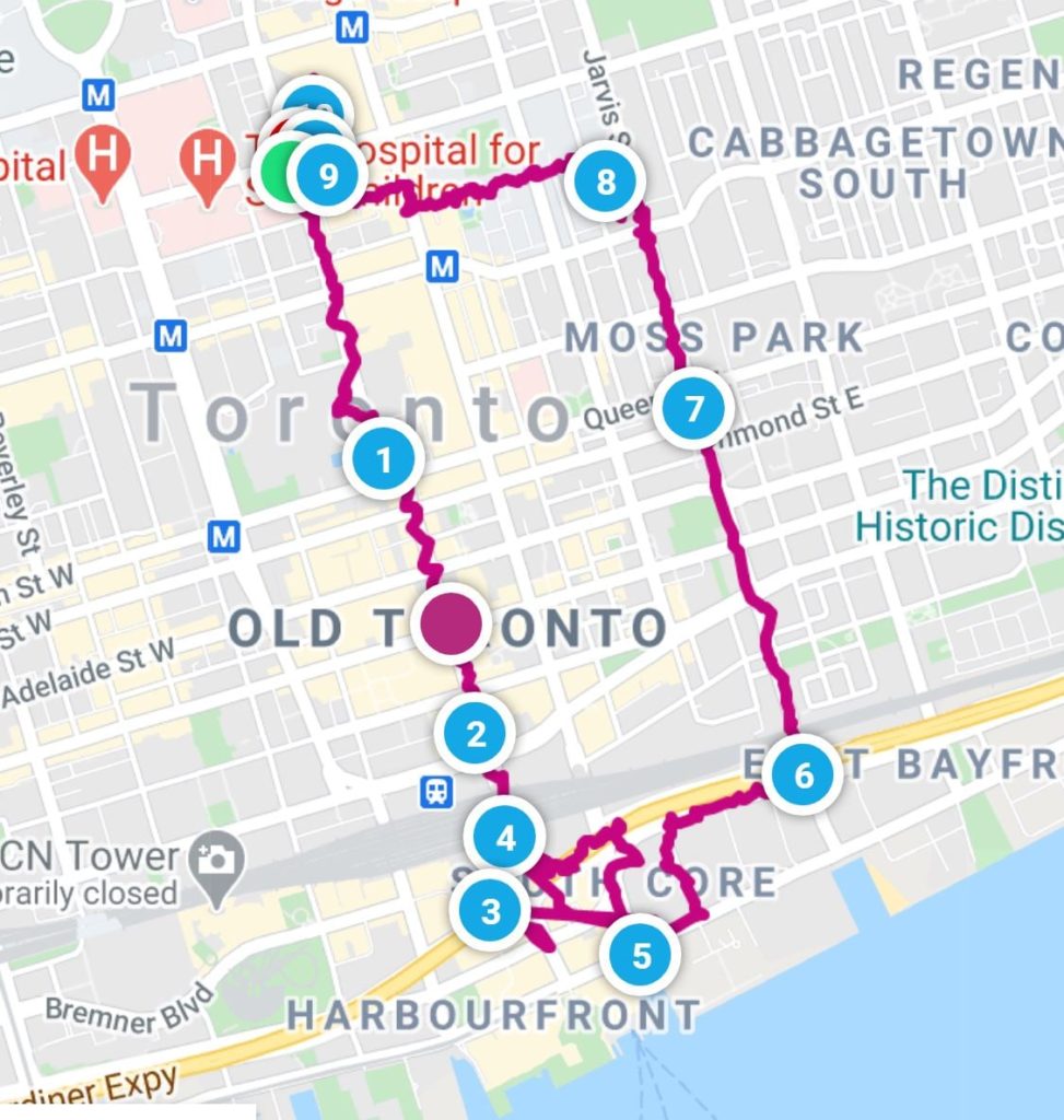 Toronto walkabout – January 27, 2021 route map