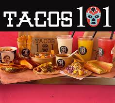 Photo of tacos and drinks at Tacos 101