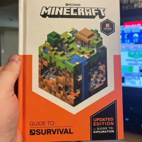 Photo of hand holding a Minecraft book