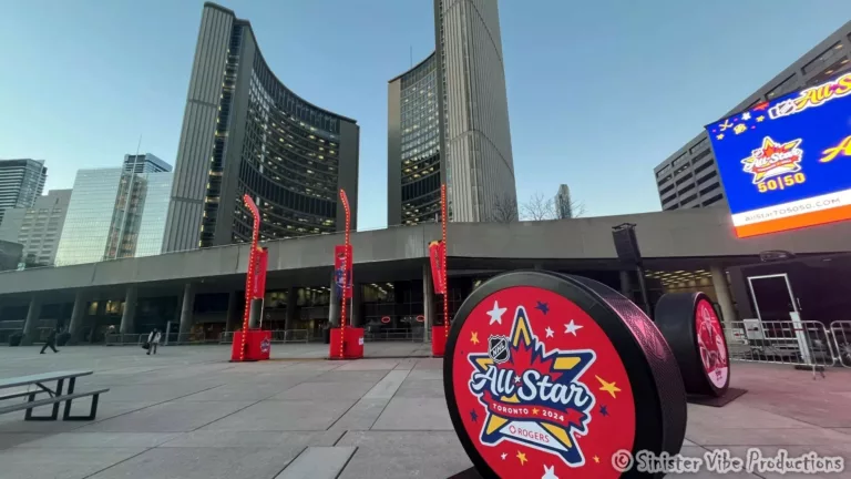photo of 2024 NHL All-Star Weekend setup at Nathan Phillips Square