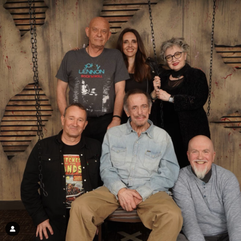 Photo Maestro horror novelist Clive Barker and his creations, and all the original Hellraiser cenobites along with Kristy to keep it pretty.