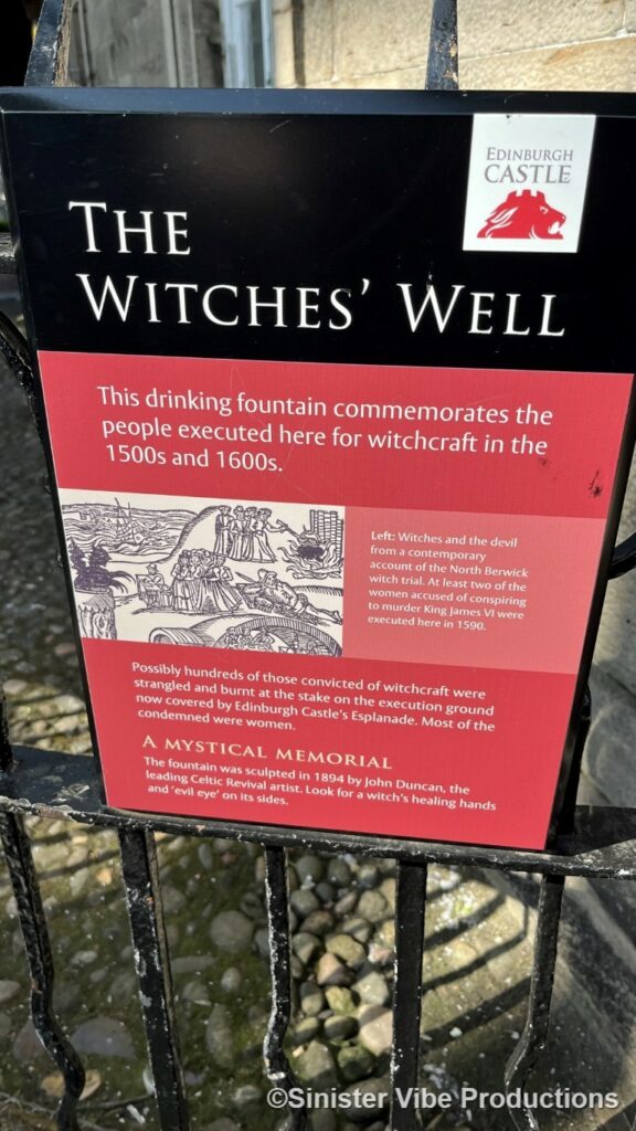 Photo of The Witches' Well signage in Edinburgh, Scotland