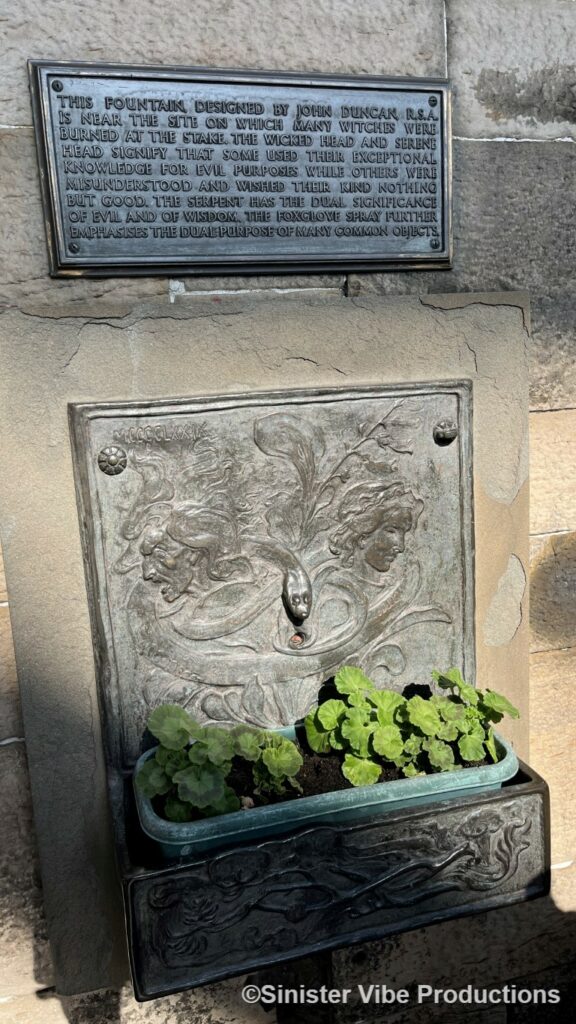 Photo of The Witches' Well monument in Edinburgh, Scotland