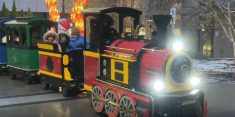 photo of Xmas train full of children