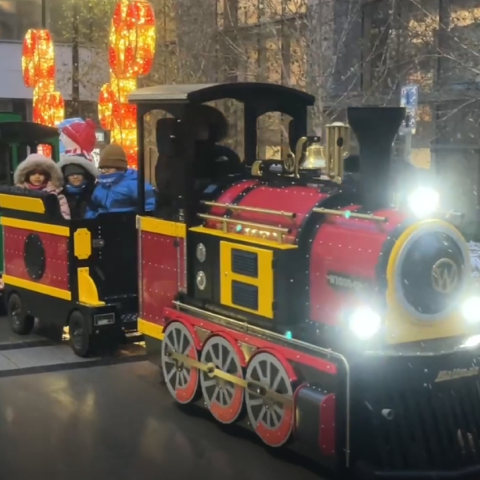 photo of Xmas train full of children