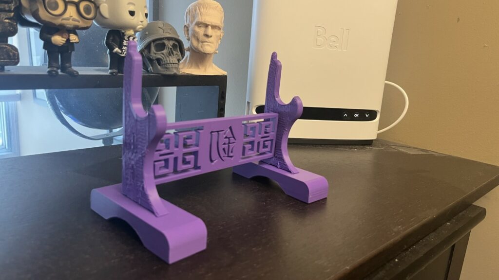 Photo of 3d printed purple katana stand