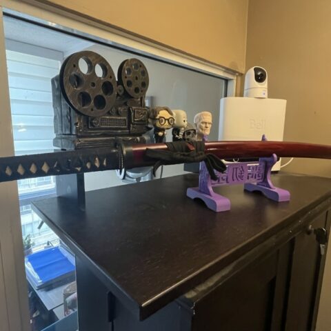 Photo of katana in a 3d printed stand