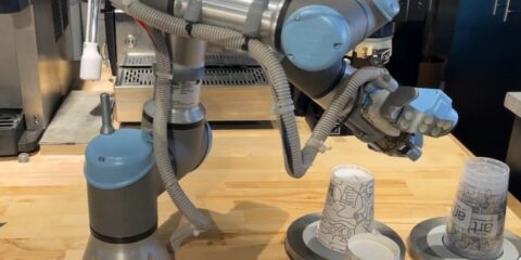 photo of a robot making matcha iced tea