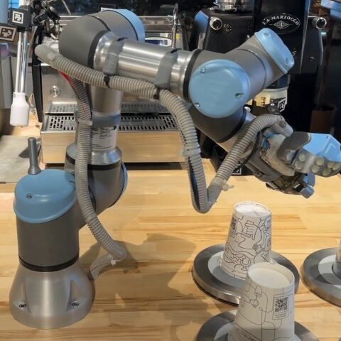 photo of a robot making matcha iced tea