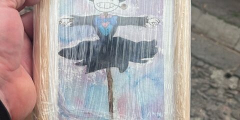 photo of a watercolour painting of Turnip_Head from Studio Ghibli's Howls Moving Castle