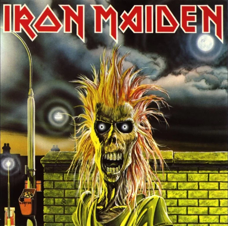 photo of Iron Maiden's debut album cover.